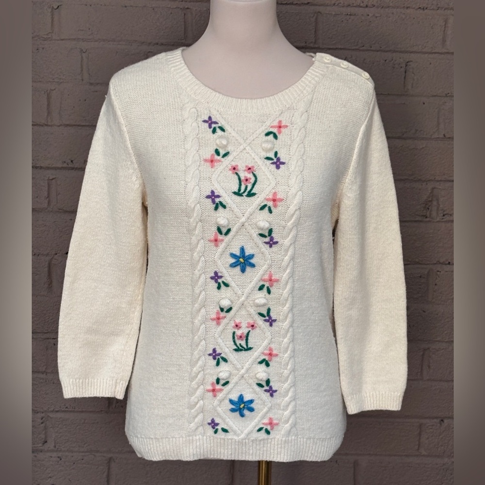 Talbots vintage inspired ivory sweater S